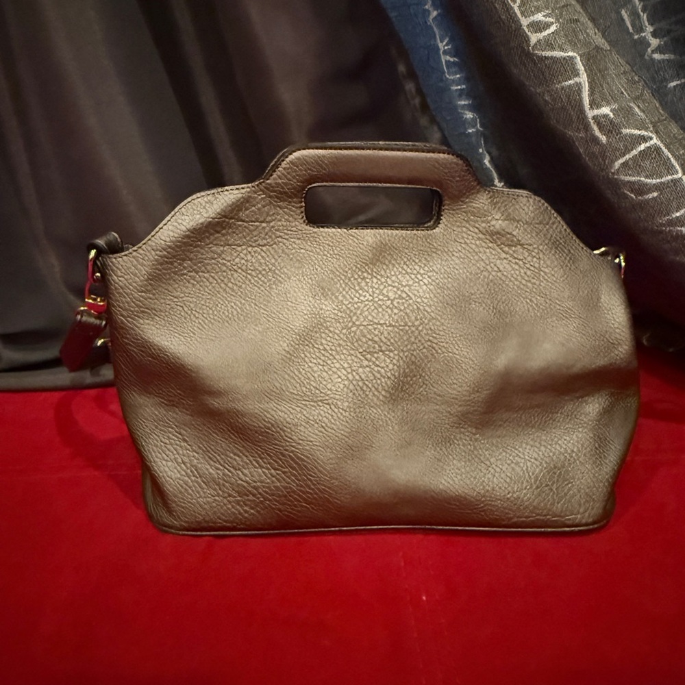 Elegant Gray Leather Tote Bag